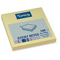 Lyreco plain yellow sticky notes 76 x 76 mm