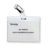 Lyreco badge with metal clip 90x60mm - pack of 30